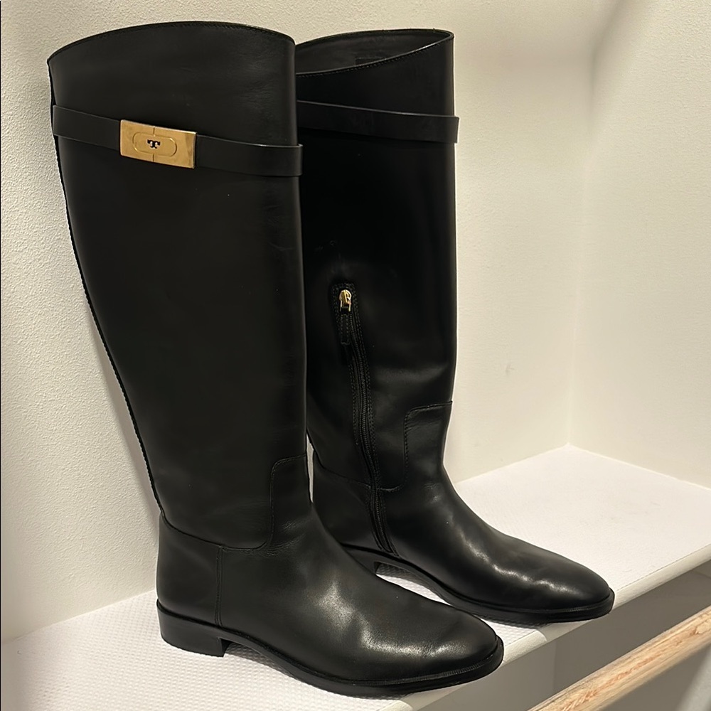 Tory Burch Black Leather Riding Boots